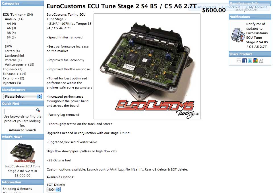 EuroCustoms Audi B5 S4 K03 Stage 2 Tune
